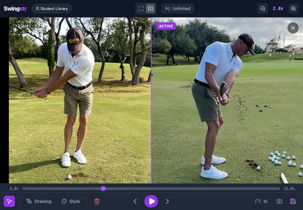 Golf swing analysis software interface